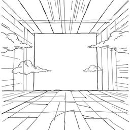 A non-existent virtual environment designed as a holographic background, showcasing an abstract representation of the void and digital clouds