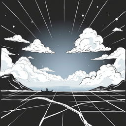 A non-existent virtual environment designed as a holographic background, showcasing an abstract representation of the void and digital clouds
