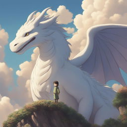 A high-definition digital art illustration of Haku from Studio Ghibli's 'Spirited Away', depicted in his majestic dragon form