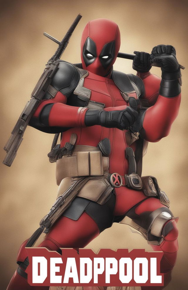 This high-quality digital rendering features Deadpool in a vintage Marvel Legends style, reminiscent of retro vinyl covers