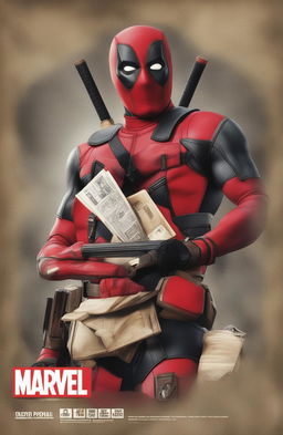 This high-quality digital rendering features Deadpool in a vintage Marvel Legends style, reminiscent of retro vinyl covers