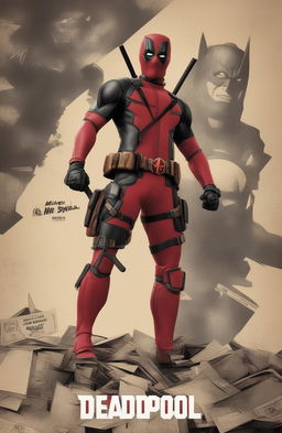 This high-quality digital rendering features Deadpool in a vintage Marvel Legends style, reminiscent of retro vinyl covers