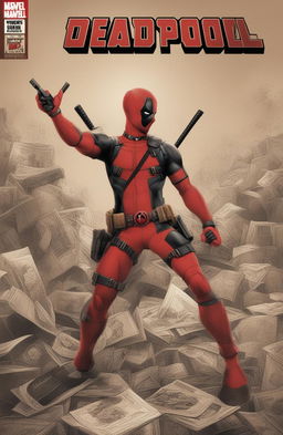 This high-quality digital rendering features Deadpool in a vintage Marvel Legends style, reminiscent of retro vinyl covers