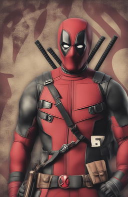 This high-quality digital art piece features a close-up of Deadpool in a vintage Marvel Legends style, reminiscent of retro vinyl covers