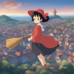 A high-quality digital art image of Kiki from Studio Ghibli's 'Kiki's Delivery Service'