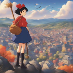 A high-quality digital art image of Kiki from Studio Ghibli's 'Kiki's Delivery Service'