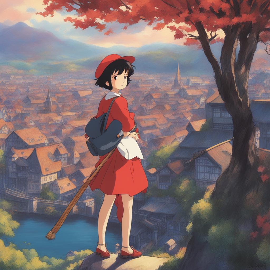 A high-quality digital art image of Kiki from Studio Ghibli's 'Kiki's Delivery Service'