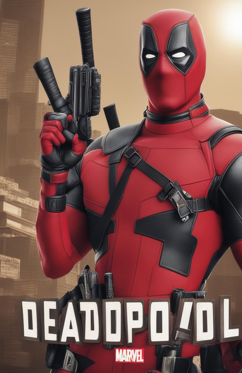 This high-quality digital rendering features a close-up of Deadpool in a vintage Marvel Legends style, reminiscent of retro vinyl covers