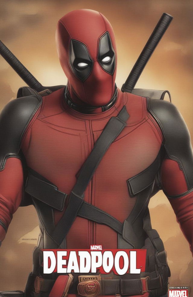 This high-quality digital rendering features a close-up of Deadpool in a vintage Marvel Legends style, reminiscent of retro vinyl covers