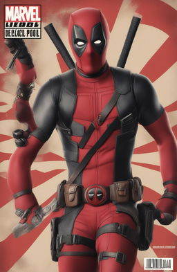 This high-quality digital rendering features a close-up of Deadpool in a vintage Marvel Legends style, reminiscent of retro vinyl covers