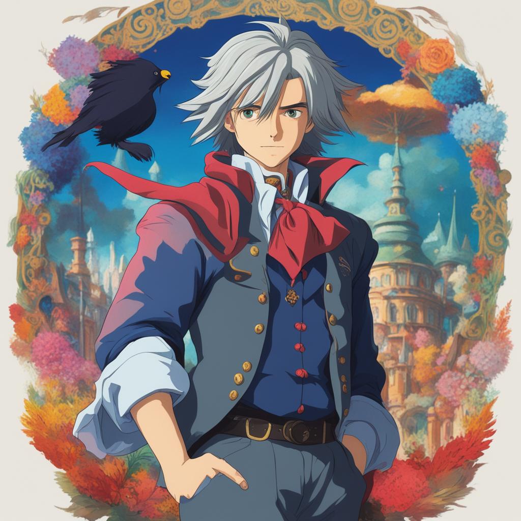 A high-quality digital art image of Howl from Studio Ghibli's 'Howl's Moving Castle'