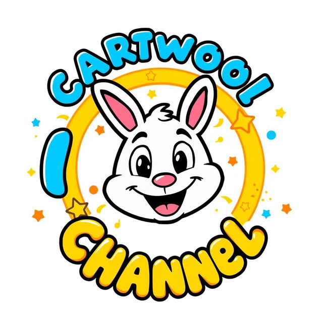 A colorful, whimsical, and playful cartoon channel logo featuring bold, rounded fonts and vibrant colors like blue, yellow, and orange, set against a bright white background