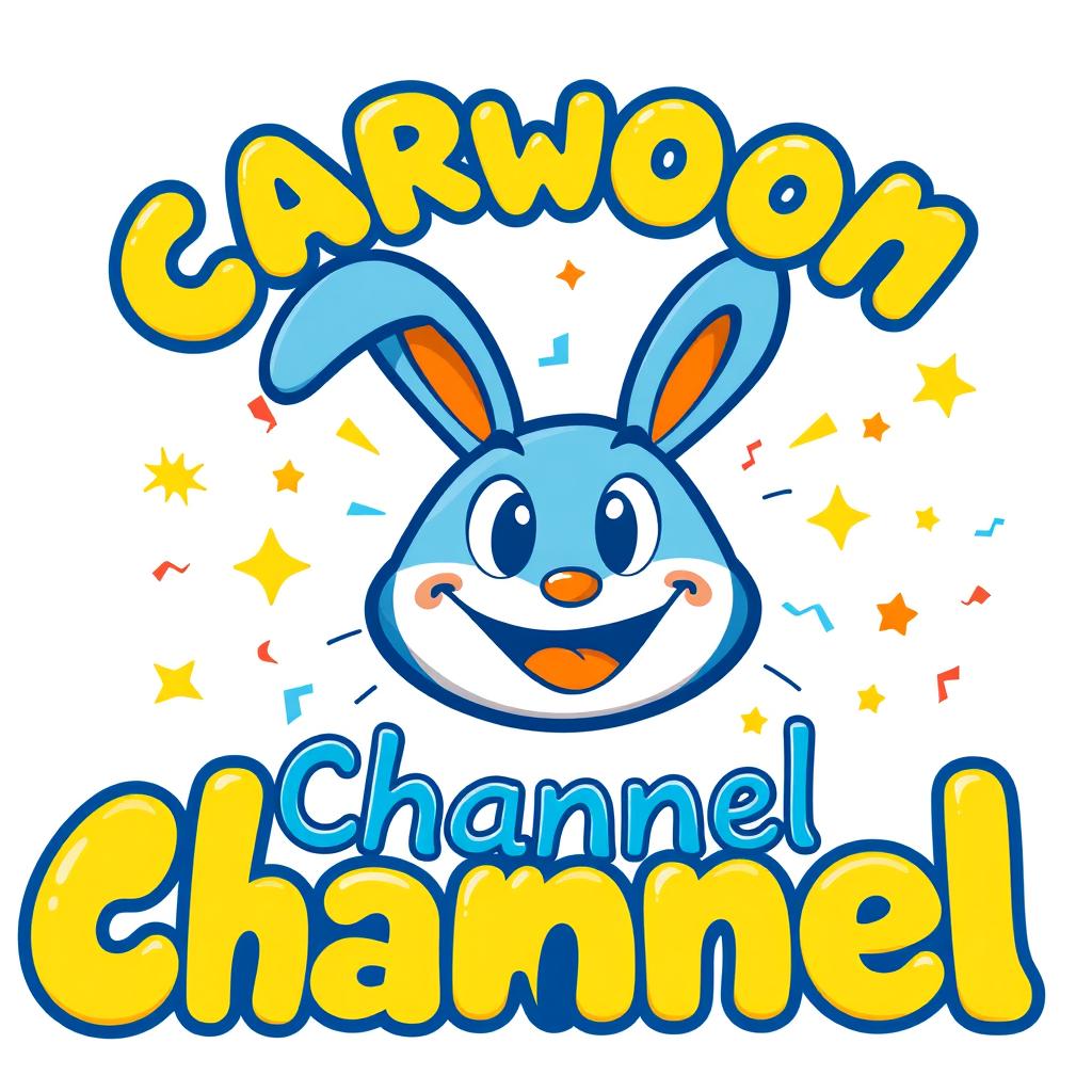 A colorful, whimsical, and playful cartoon channel logo featuring bold, rounded fonts and vibrant colors like blue, yellow, and orange, set against a bright white background