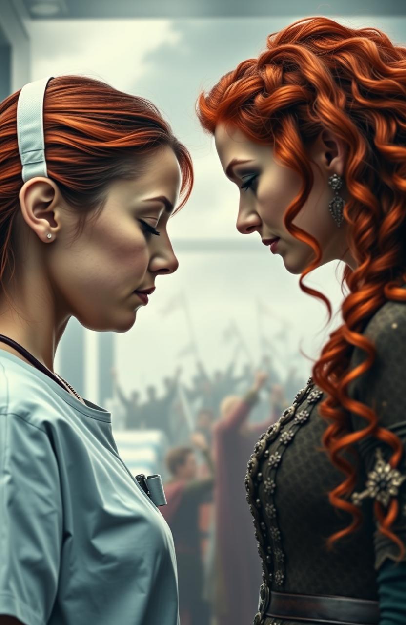 A captivating side profile of two ladies sharing a high five above their shoulders, their foreheads faintly touching as they close their eyes in a moment of connection