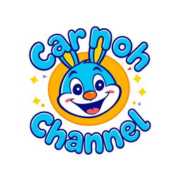 A colorful, whimsical, and playful cartoon channel logo featuring bold, rounded fonts and vibrant colors like blue, yellow, and orange