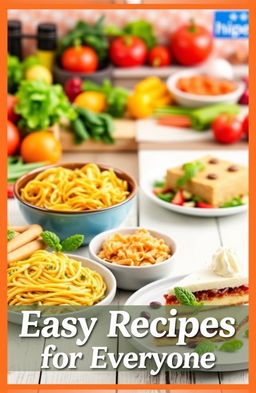 A vibrant and inviting cookbook cover design featuring an array of easy recipes