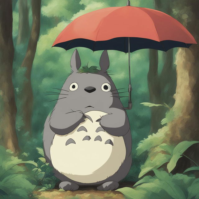 A high-quality digital art image of Totoro from Studio Ghibli's 'My Neighbor Totoro'