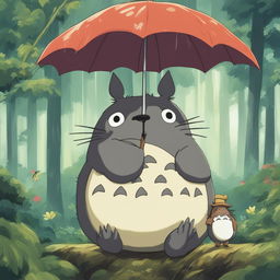 A high-quality digital art image of Totoro from Studio Ghibli's 'My Neighbor Totoro'