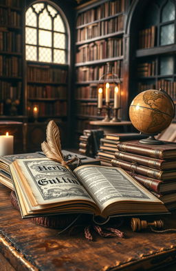 A rustic and historical book cover design, immersing the viewer into a vibrant literary world