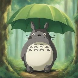 A high-quality digital art image of Totoro from Studio Ghibli's 'My Neighbor Totoro'