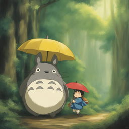 A high-quality digital art image of Totoro from Studio Ghibli's 'My Neighbor Totoro'