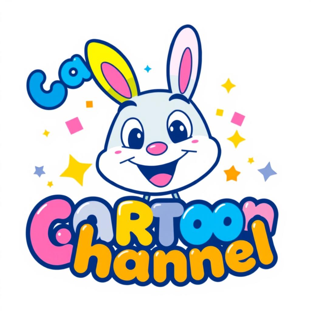 A colorful, whimsical, and playful cartoon channel logo featuring bold, rounded fonts and vibrant colors like blue, yellow, and orange