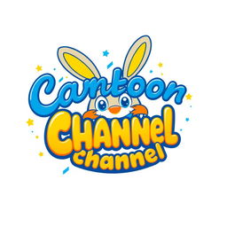 A colorful, whimsical, and playful cartoon channel logo featuring bold, rounded fonts and vibrant colors like blue, yellow, and orange