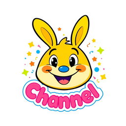 A colorful, whimsical, and playful cartoon channel logo featuring bold, rounded fonts and vibrant colors like blue, yellow, and orange