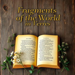 A rustic book cover titled "Fragments of the World in Verses"