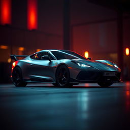 a cinematic shot of a sleek modern car captured in dynamic lighting, showcasing sharp focus and fine details