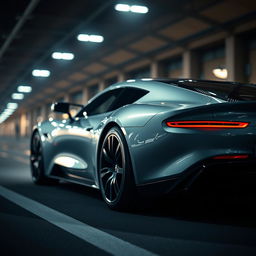 a cinematic shot of a sleek modern car captured in dynamic lighting, showcasing sharp focus and fine details