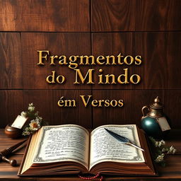 A rustic and historical book cover titled "Fragmentos do Mundo em Versos"