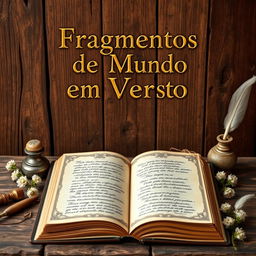A rustic and historical book cover titled "Fragmentos do Mundo em Versos"