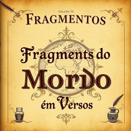 A historical book cover design featuring the title "Fragmentos do Mundo em Versos"