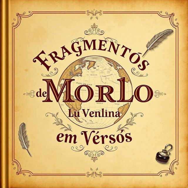 A historical book cover design featuring the title "Fragmentos do Mundo em Versos"