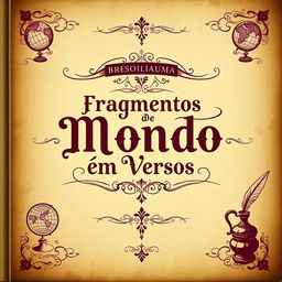A historical book cover design featuring the title "Fragmentos do Mundo em Versos" in Brazilian Portuguese