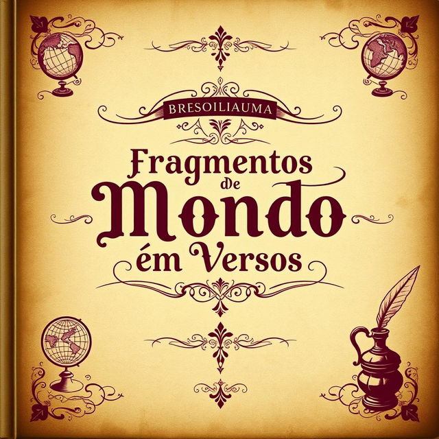 A historical book cover design featuring the title "Fragmentos do Mundo em Versos" in Brazilian Portuguese