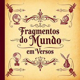 A historical book cover design featuring the title "Fragmentos do Mundo em Versos" in Brazilian Portuguese