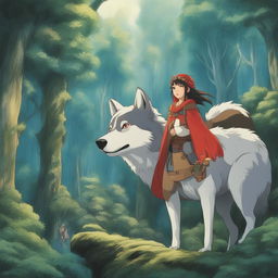 A high-quality digital art image of San from Studio Ghibli's 'Princess Mononoke'