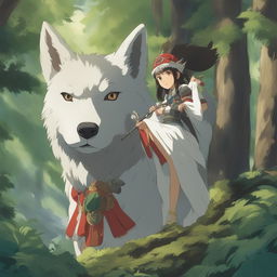 A high-quality digital art image of San from Studio Ghibli's 'Princess Mononoke'