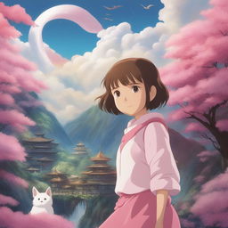 A high-quality digital art image of Chihiro from Studio Ghibli's 'Spirited Away'