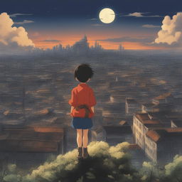 A high-quality digital art image of Seita from Studio Ghibli's 'Grave of the Fireflies'