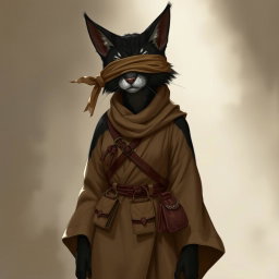 A tuxedo patterned tabaxi character, showcasing a unique fur pattern with black and white markings