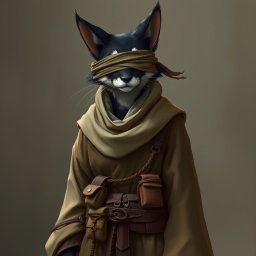 A tuxedo patterned tabaxi character, showcasing a unique fur pattern with black and white markings