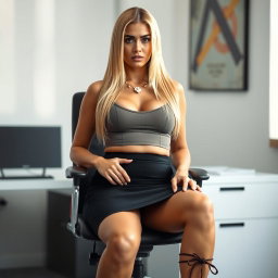 A full body portrait of a 40-year-old Arab woman with a fit body, featuring long, straight blonde hair styled elegantly