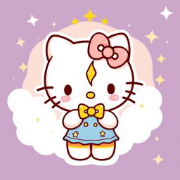 A cute, stylized illustration of Hello Kitty representing the Gemini zodiac sign