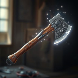 A large Western-style axe, expertly crafted with a rugged and fierce appearance