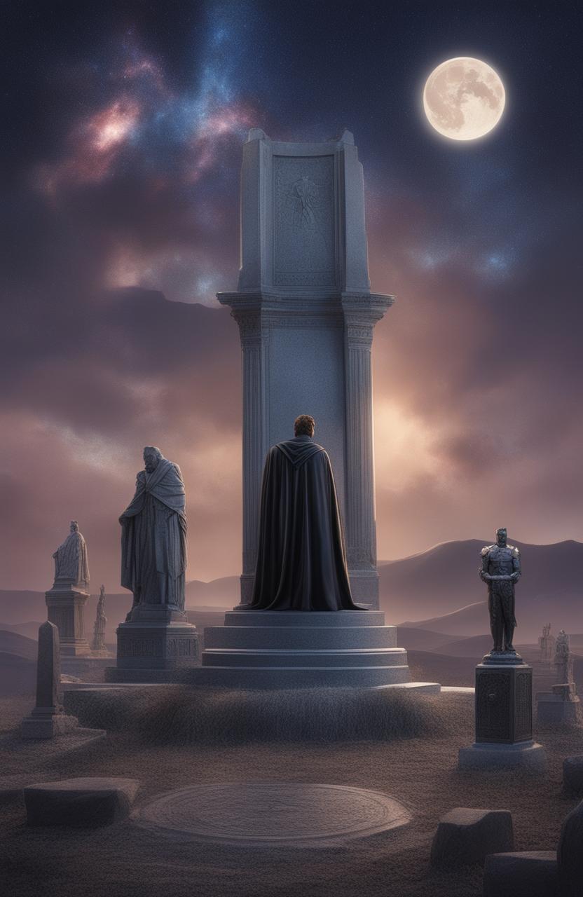 This is a high-quality digital art image of a Marvel-inspired tombstone set against a night sky