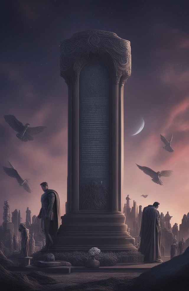 This is a high-quality digital art image of a Marvel-inspired tombstone set against a night sky