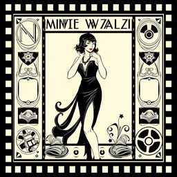 A vintage 1920s magazine cover design, featuring a movie reel stripe as the frame